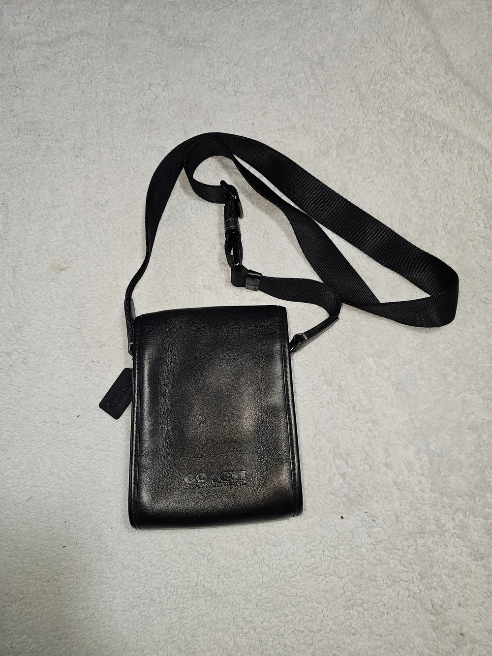 Coach Black Leather Messenger Crossbody with Detachable Coin Pouch